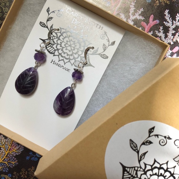 Purple Fleurite Earrings - Picture 7 of 8